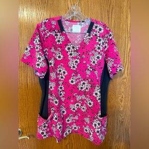 Cherokee iFlex Pink Cheetah Scrub Top